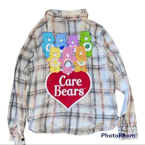 Care Bears Y2K Gray Plaid Button Up Size Medium
